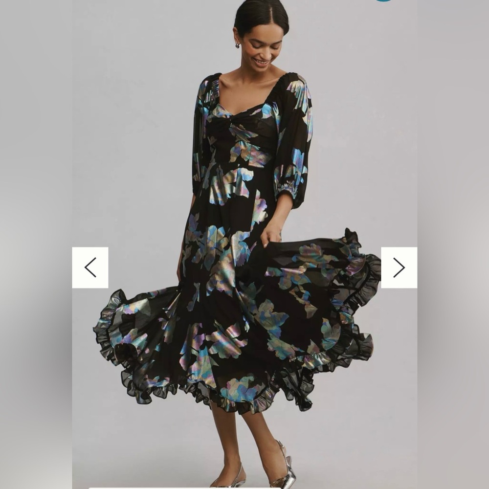 Hutch Iridescent Black Twist Front Maxi Dress XXS